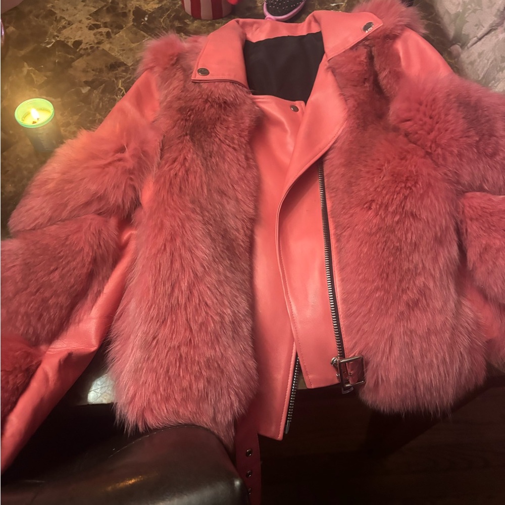 Women's Pink Fur-Trimmed Jacket